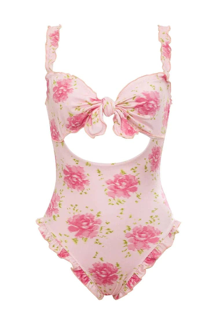 Frankies Bikinis x SYDNEY SWEENEY Lucia Ruffle One Piece Swimsuit by Frankies Bikinis – Swimsuit – Pink | Spoiled Brat UK