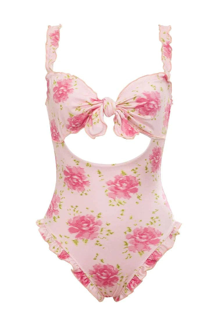 Shop Frankies Bikinis Frankies Bikinis x SYDNEY SWEENEY Lucia Ruffle One Piece Swimsuit Swimsuit for women – premium loungewear and festival fashion at Spoiled Brat