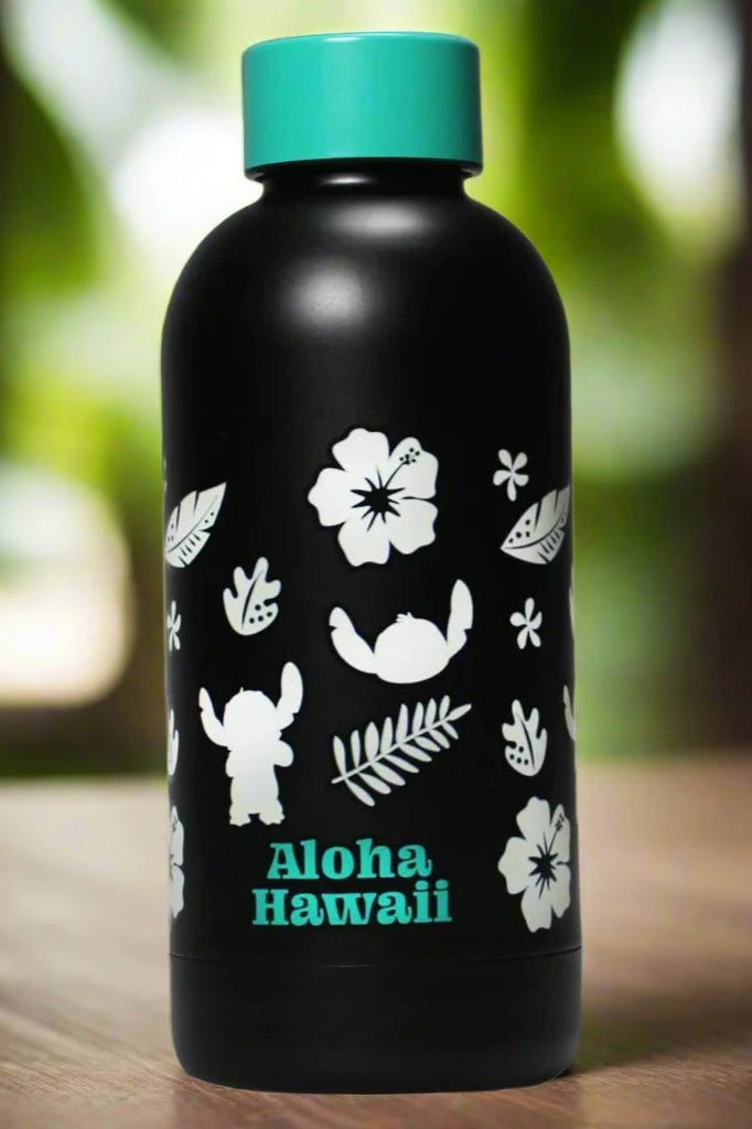 Disney Lilo & Stitch Water Bottle Metal by Half Moon Bay – Water Bottle – Black | Spoiled Brat UK