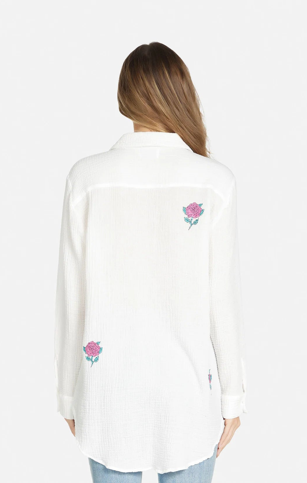 Lauren Moshi Dara Crystal Roses Shirt Denim Shirt by Lauren Moshi as seen on celebrities