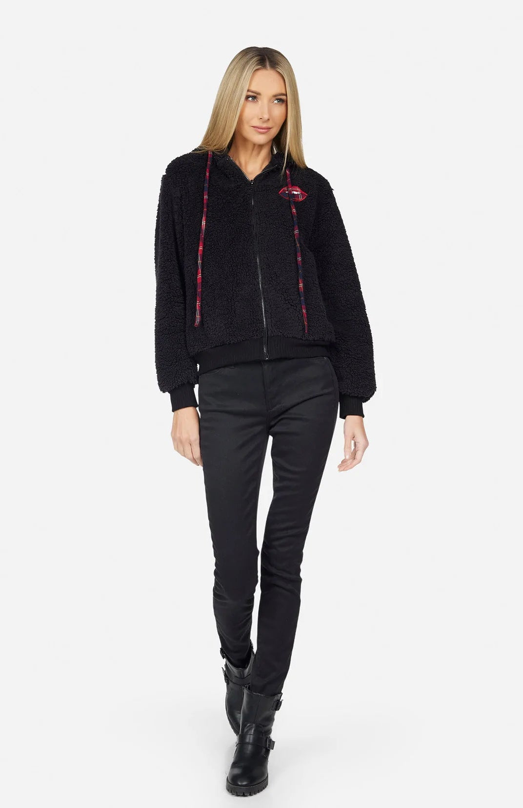 Lauren Moshi Deandra Plaid Lip Sherpa Fleece Jacket Jacket by Lauren Moshi as seen on celebrities