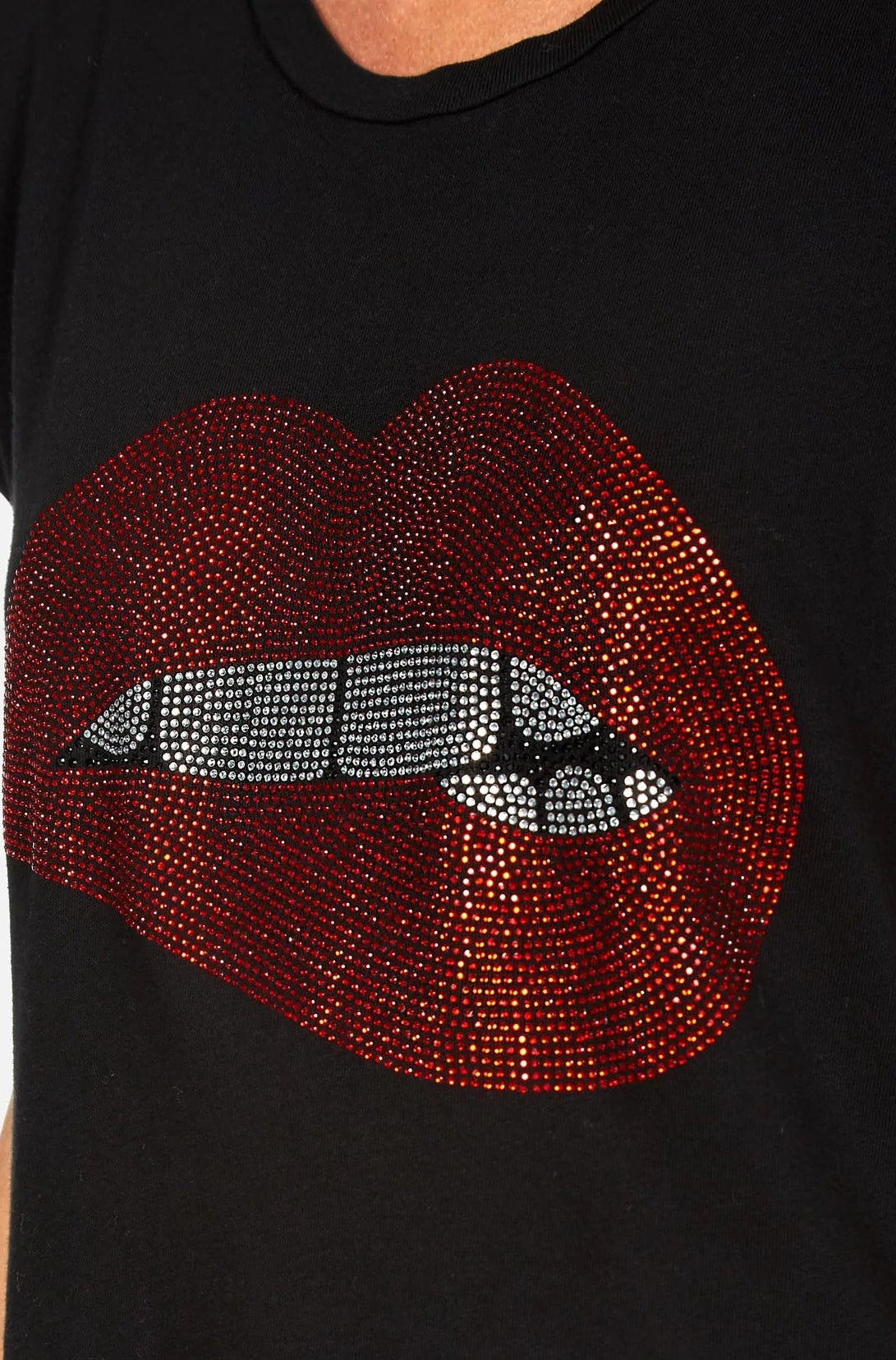 Lauren Moshi Edda Crystal Biting Lip T-Shirt T-Shirt by Lauren Moshi as seen on celebrities