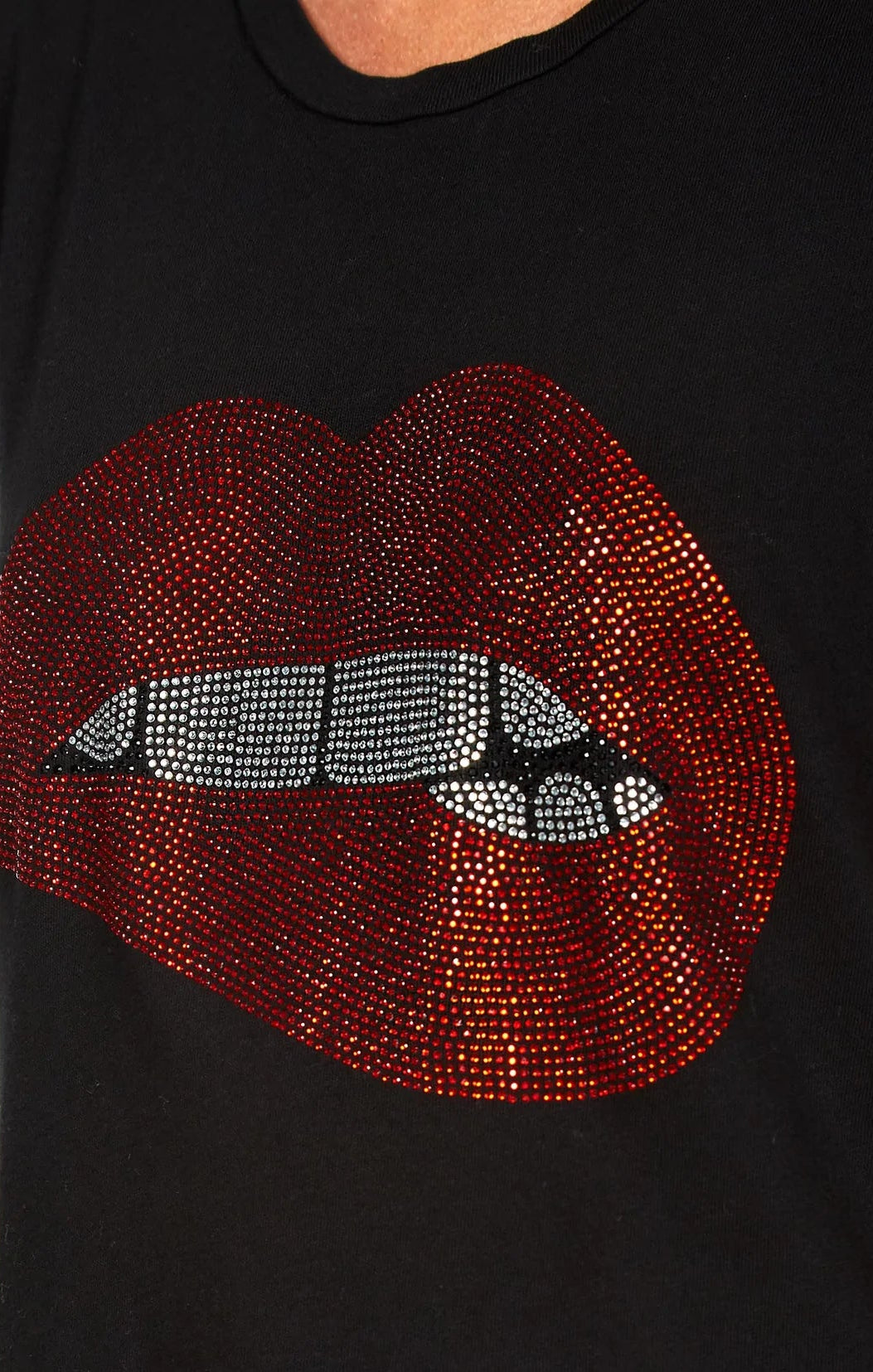 Lauren Moshi Edda Crystal Biting Lip T-Shirt T-Shirt by Lauren Moshi as seen on celebrities