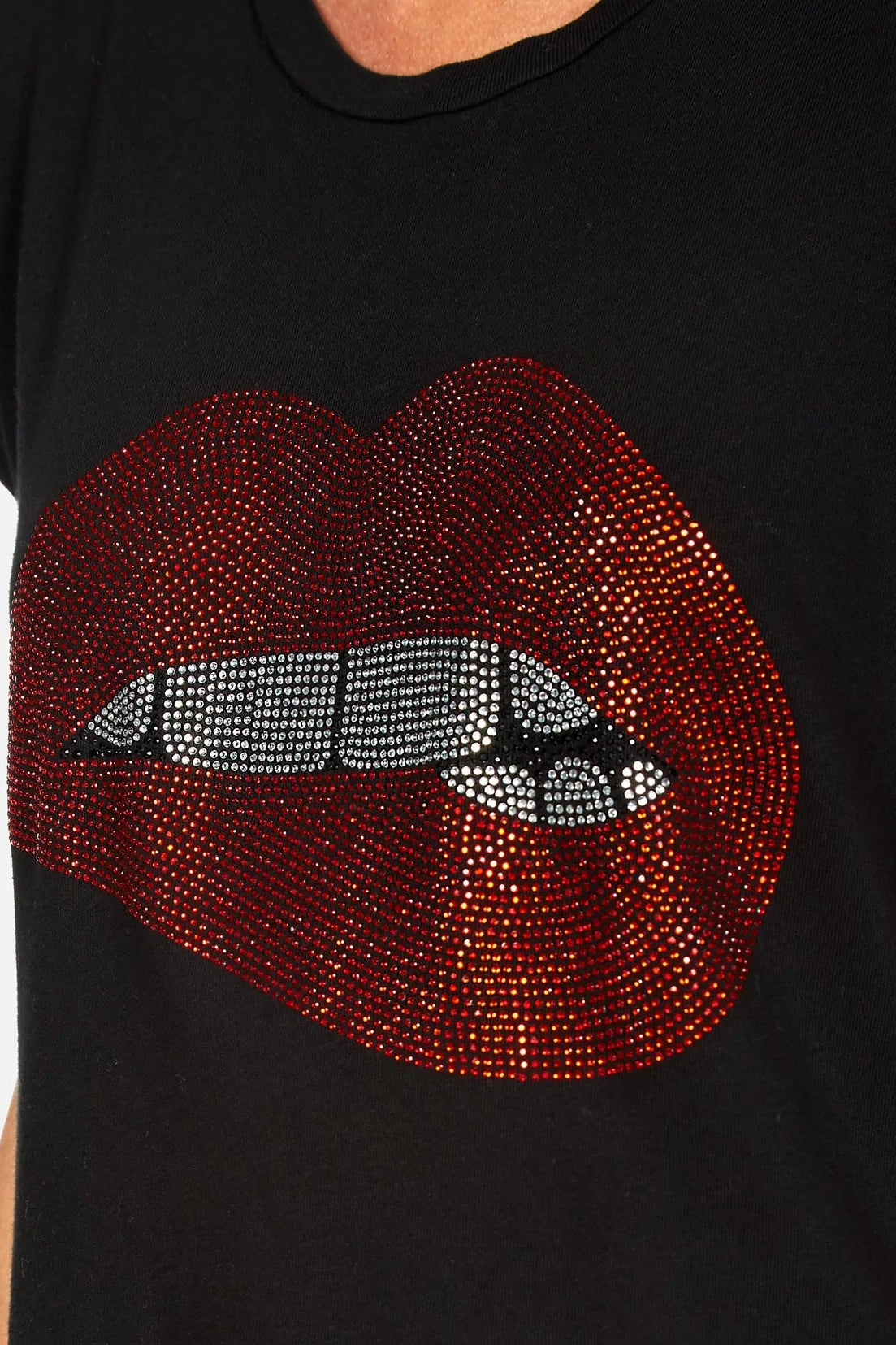 Lauren Moshi Edda Crystal Biting Lip T-Shirt T-Shirt by Lauren Moshi as seen on celebrities