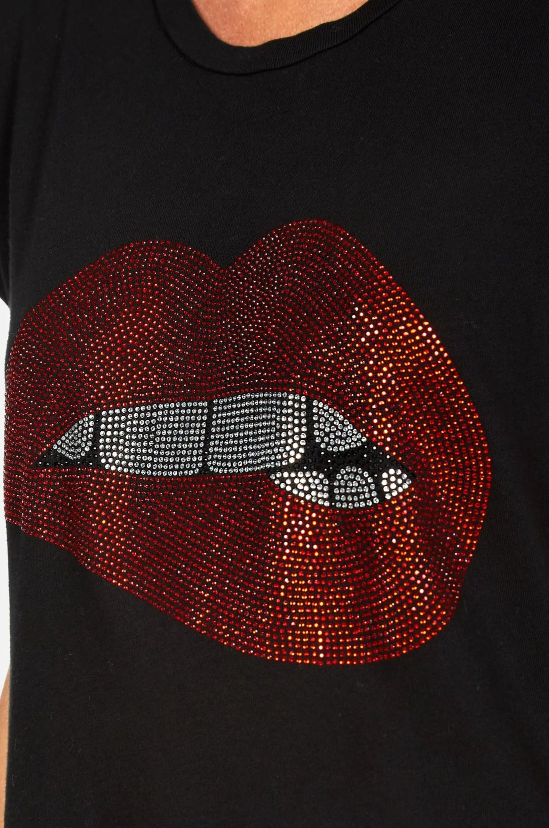 Lauren Moshi Edda Crystal Biting Lip T-Shirt T-Shirt by Lauren Moshi as seen on celebrities