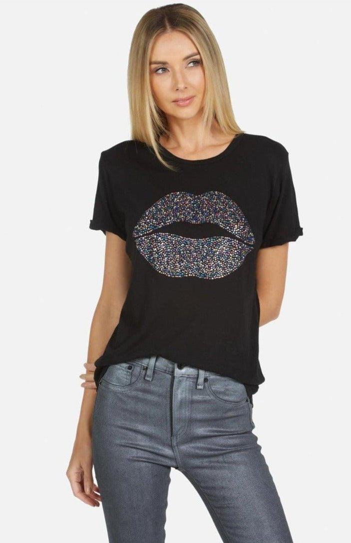 Lauren Moshi Edda Crystal Sprinkle Lip T-Shirt T-Shirt by Lauren Moshi as seen on celebrities