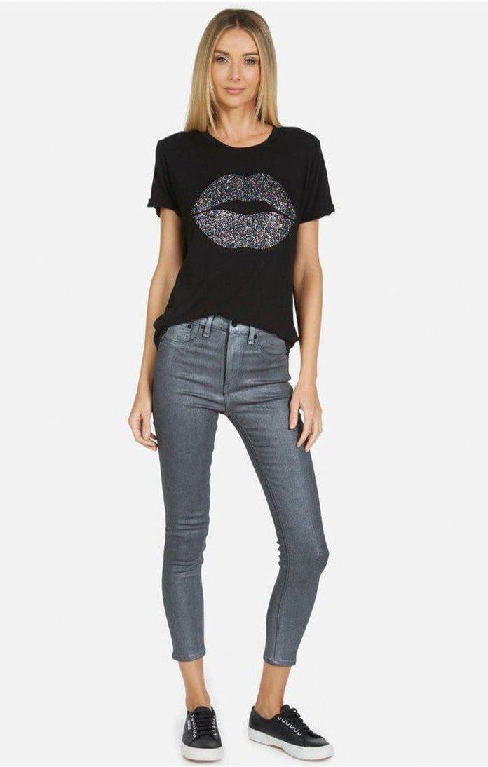 Lauren Moshi Edda Crystal Sprinkle Lip T-Shirt T-Shirt by Lauren Moshi as seen on celebrities