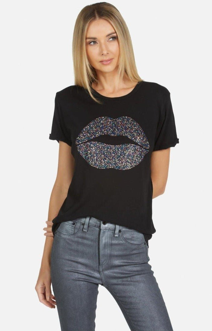 Lauren Moshi Edda Crystal Sprinkle Lip T-Shirt T-Shirt by Lauren Moshi as seen on celebrities