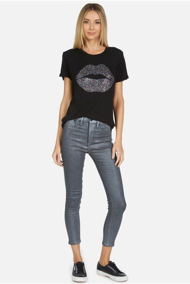 Shop Lauren Moshi Lauren Moshi Edda Crystal Sprinkle Lip T-Shirt T-Shirt for women – premium loungewear and festival fashion at Spoiled Brat