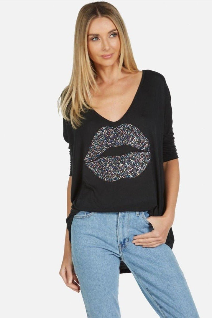 Lauren Moshi Eva Sprinkle Lip T-Shirt T-Shirt by Lauren Moshi as seen on celebrities