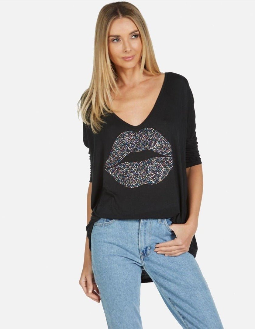 Lauren Moshi Eva Sprinkle Lip T-Shirt T-Shirt by Lauren Moshi as seen on celebrities
