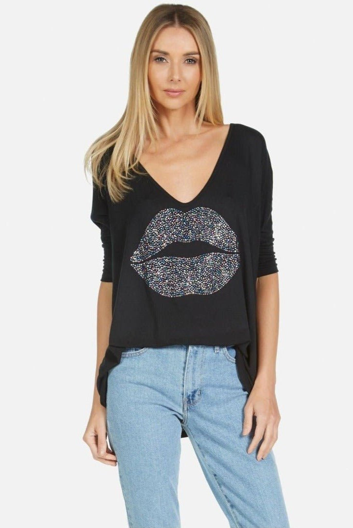 Shop Lauren Moshi Lauren Moshi Eva Sprinkle Lip T-Shirt T-Shirt for women – premium loungewear and festival fashion at Spoiled Brat
