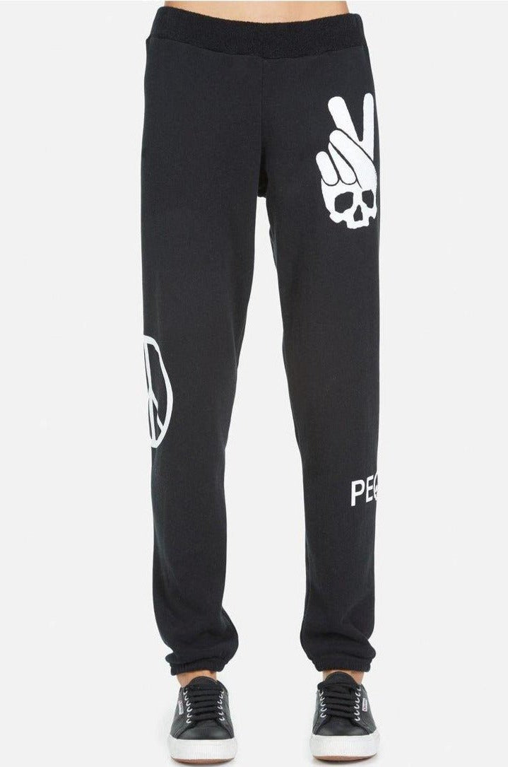 Lauren Moshi Gia Skull Peace Hand Jogger Pants Jogging Pants by Lauren Moshi as seen on celebrities