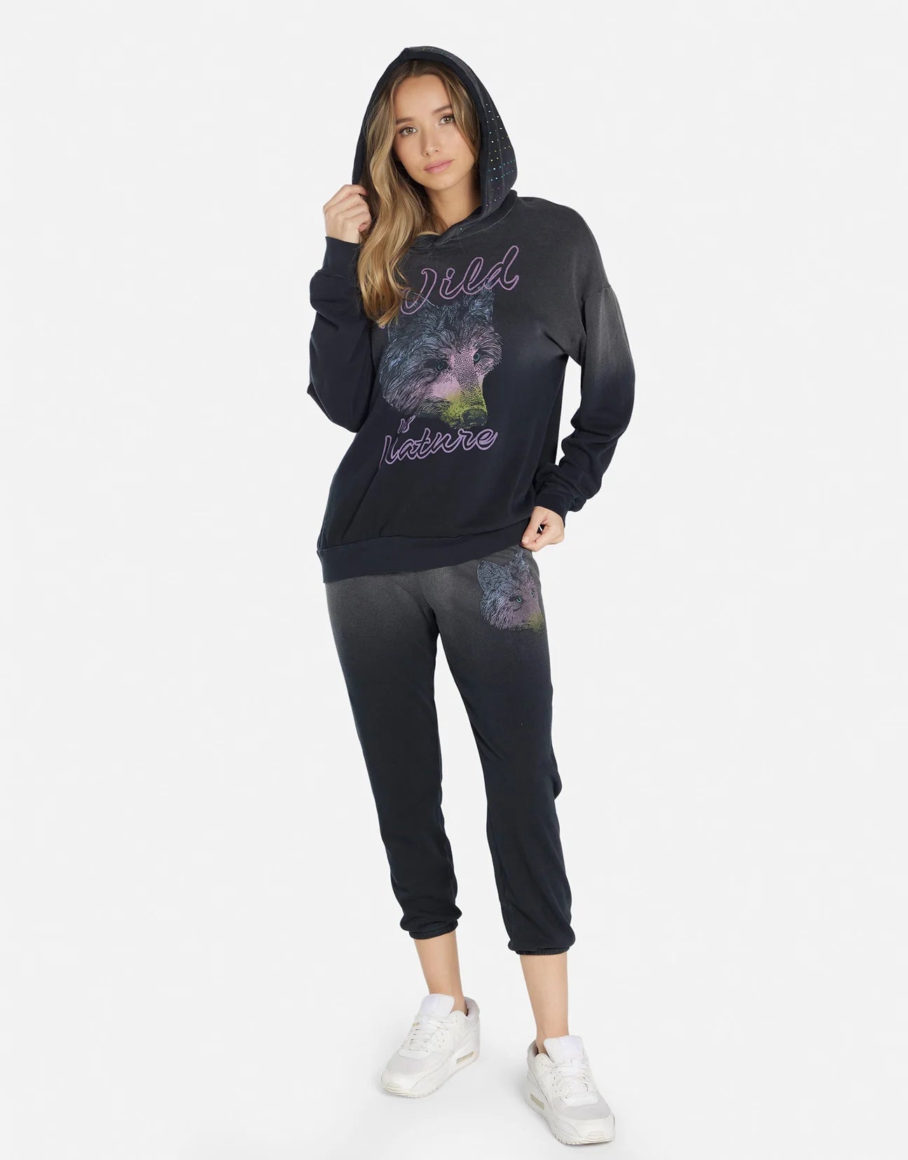 Lauren Moshi Harmony Wild Wolf Hooded Sweatshirt Sweater by Lauren Moshi as seen on celebrities