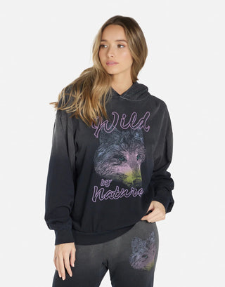 Shop Lauren Moshi Harmony Wild Wolf Hooded Sweatshirt - Premium Sweater from Lauren Moshi Online now at Spoiled Brat 