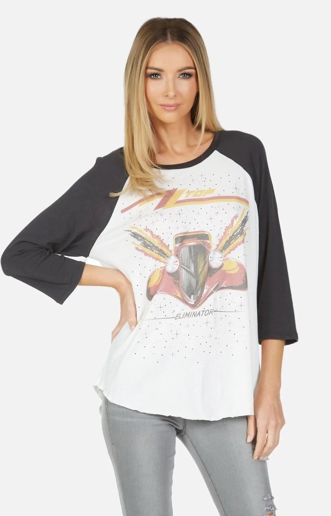Lauren Moshi Kenya ZZ Top Eliminator Baseball Tee Baseball T-Shirt by Lauren Moshi as seen on celebrities