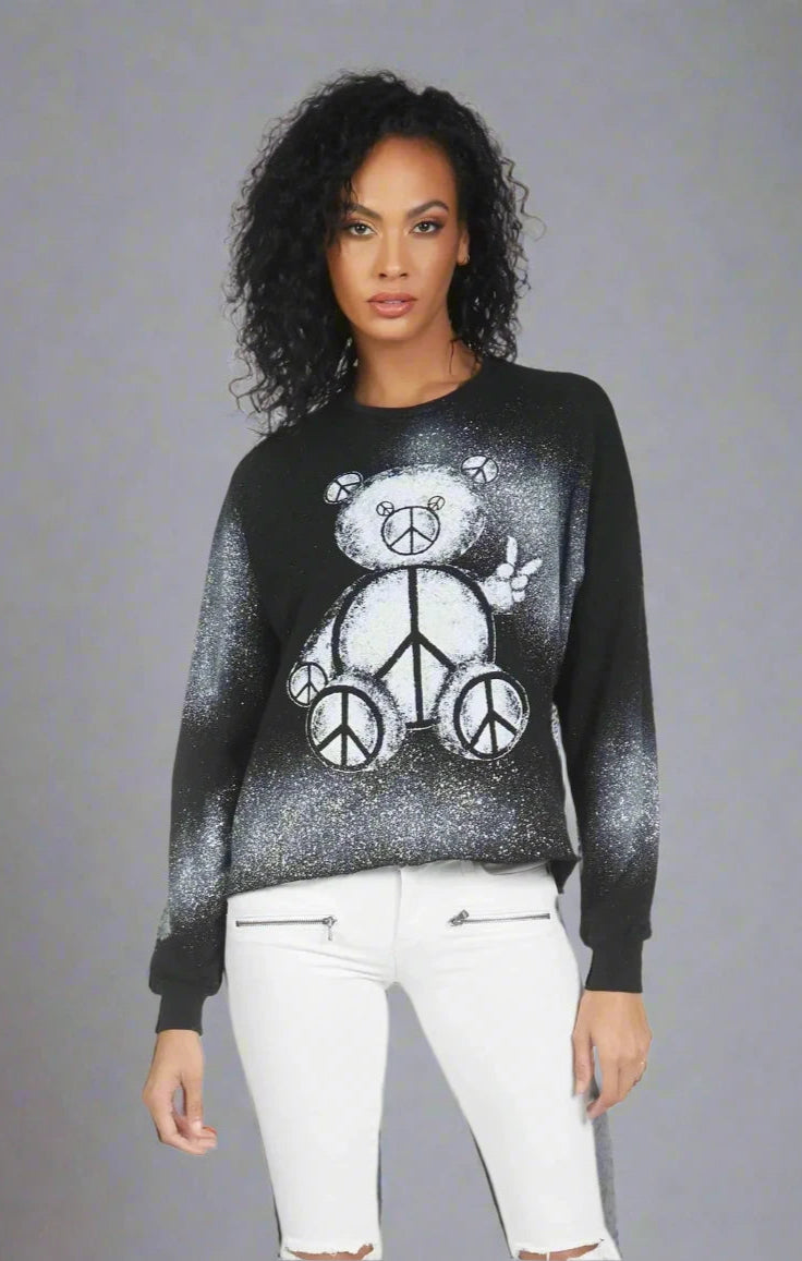 Lauren Moshi Lee Peace Teddy Crew Sweater Sweater by Lauren Moshi as seen on celebrities