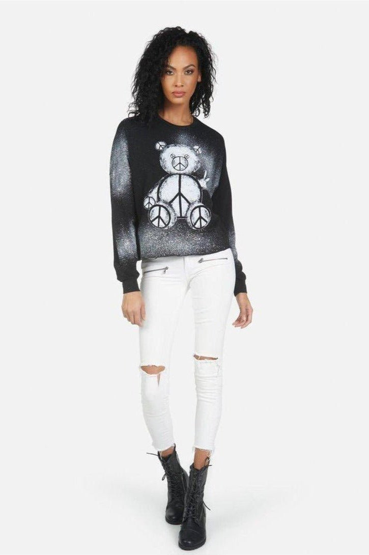 Lauren Moshi Lee Peace Teddy Crew Sweater Sweater by Lauren Moshi as seen on celebrities