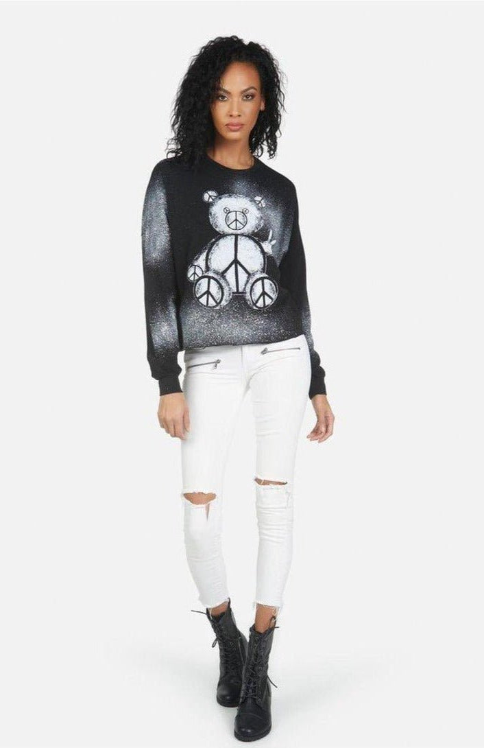 Lauren Moshi Lee Peace Teddy Crew Sweater Sweater by Lauren Moshi as seen on celebrities
