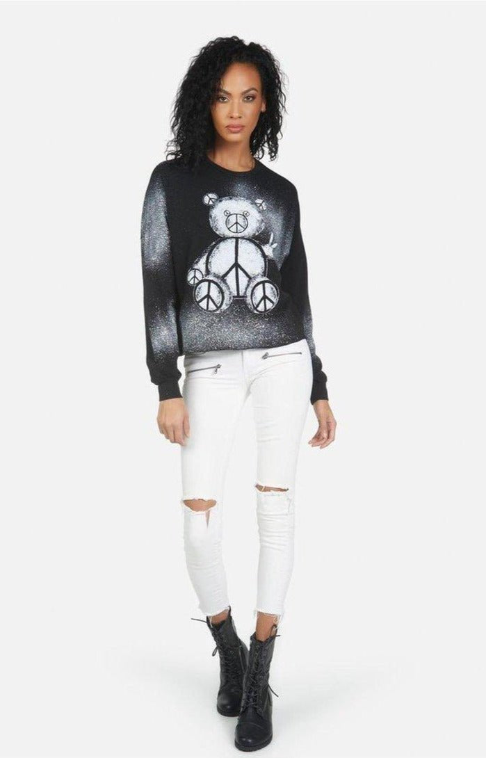 Lauren Moshi Lee Peace Teddy Crew Sweater Sweater by Lauren Moshi as seen on celebrities