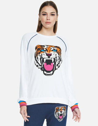 Shop Lauren Moshi Lina Varsity Tiger Sweatshirt - Premium Sweater from Lauren Moshi Online now at Spoiled Brat 