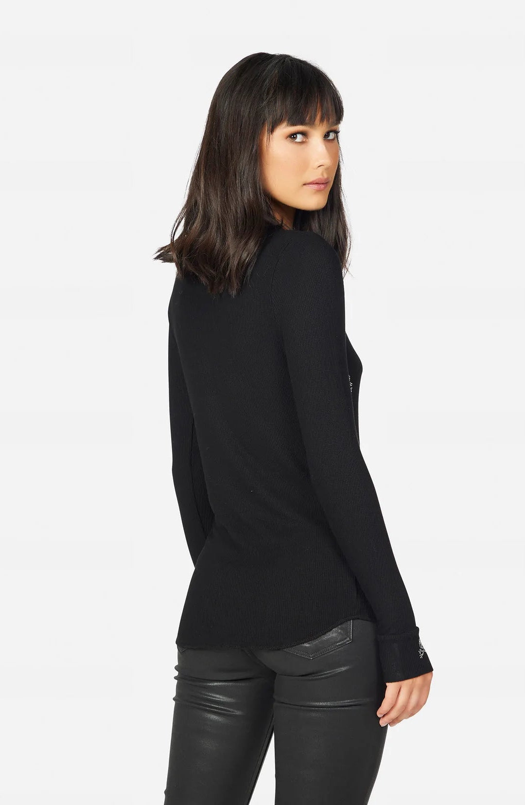 Lauren Moshi McKinely Mini Crystal Cross Bone Skulls Long Sleeved Top Long Sleeved Top by Lauren Moshi as seen on celebrities