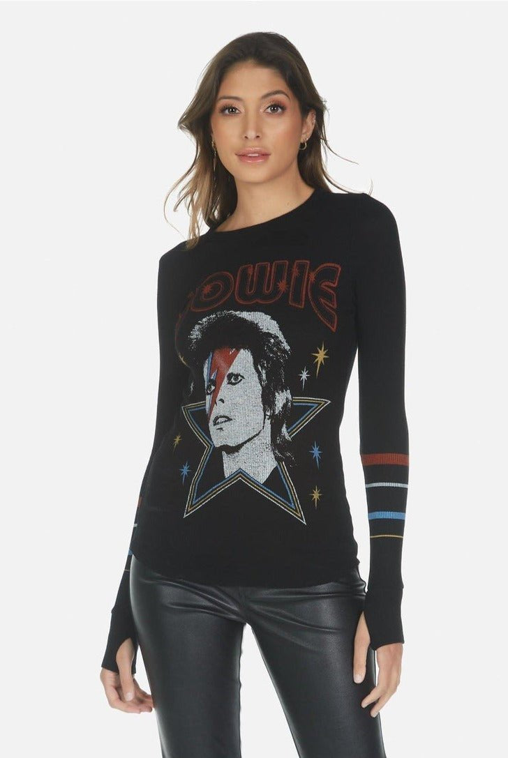 Shop Lauren Moshi Lauren Moshi McKinley Bowie 1973 Tour Top Long Sleeved Top for women – premium loungewear and festival fashion at Spoiled Brat