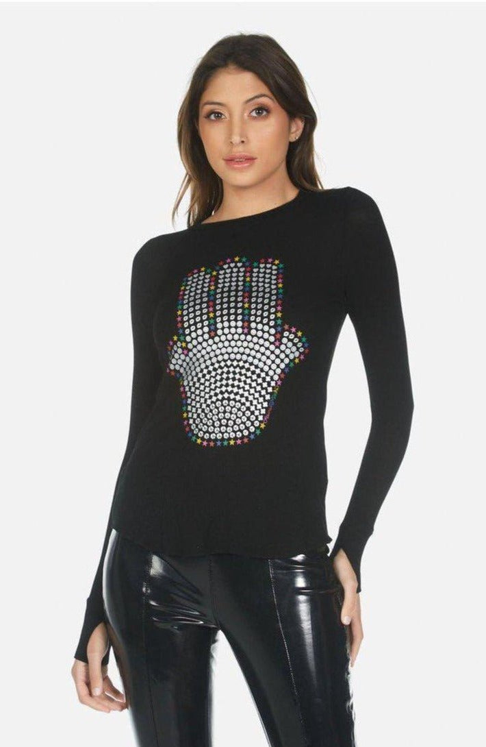 Lauren Moshi McKinley Hamsa Elements Long Sleeve Top - Spoiled Brat