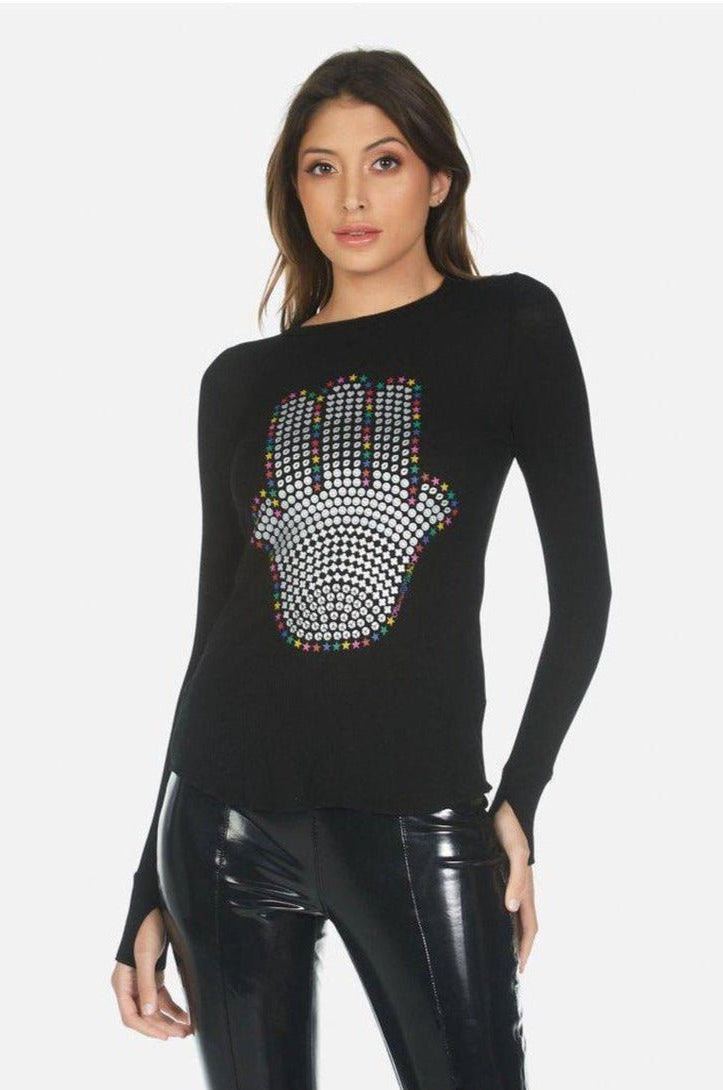 Lauren Moshi McKinley Hamsa Elements Long Sleeve Top Long Sleeved Top by Lauren Moshi as seen on celebrities
