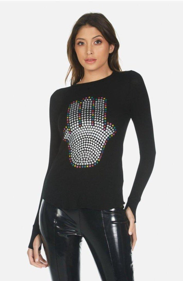 Lauren Moshi McKinley Hamsa Elements Long Sleeve Top Long Sleeved Top by Lauren Moshi as seen on celebrities