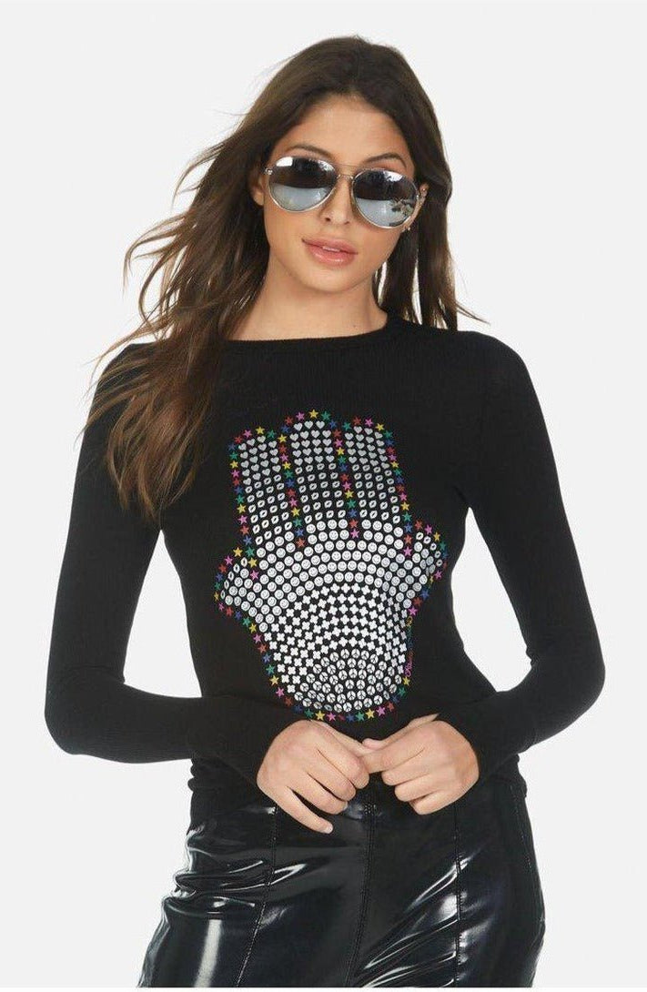 Lauren Moshi McKinley Hamsa Elements Long Sleeve Top Long Sleeved Top by Lauren Moshi as seen on celebrities