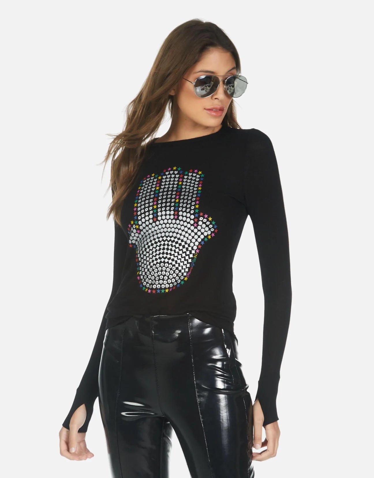 Lauren Moshi McKinley Hamsa Elements Long Sleeve Top Long Sleeved Top by Lauren Moshi as seen on celebrities