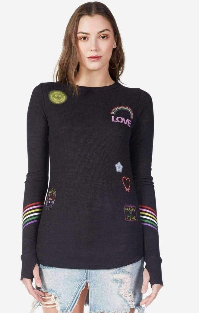 Lauren Moshi Mckinley Neon Signs Thermal Top Long Sleeved Top by Lauren Moshi as seen on celebrities