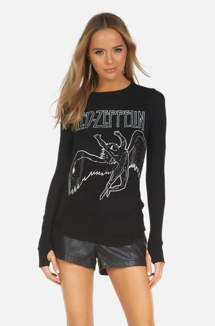 Lauren Moshi McKinley X Led Zeppelin Outline Thermal Top Long Sleeved Top by Lauren Moshi as seen on celebrities