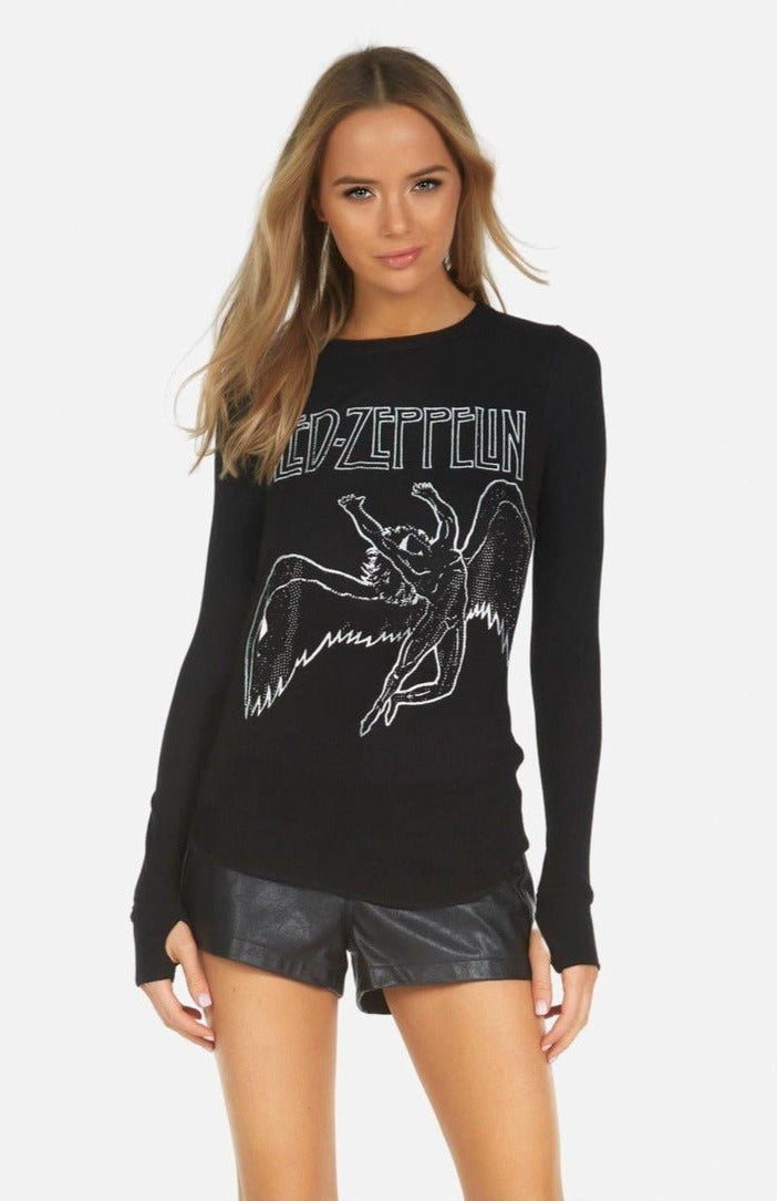 Lauren Moshi McKinley X Led Zeppelin Outline Thermal Top Long Sleeved Top by Lauren Moshi as seen on celebrities