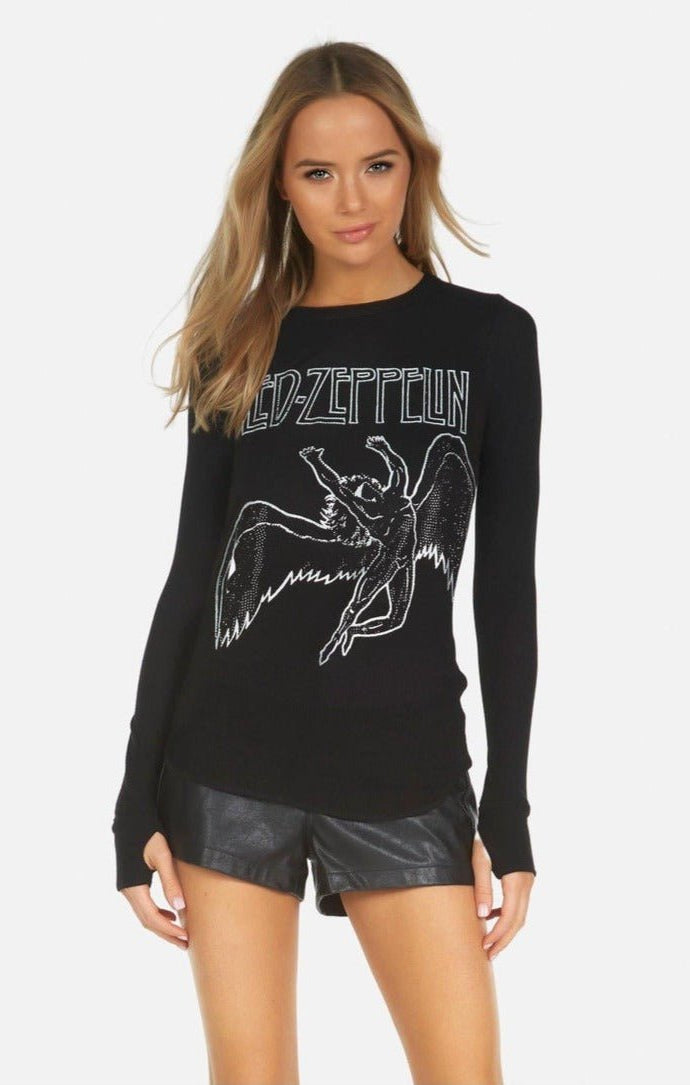 Lauren Moshi McKinley X Led Zeppelin Outline Thermal Top Long Sleeved Top by Lauren Moshi as seen on celebrities