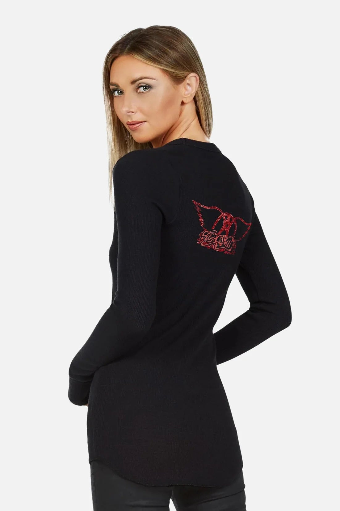 Lauren Moshi McKinley X Vintage Aerosmith Thermal Top Sweatshirt by Lauren Moshi as seen on celebrities