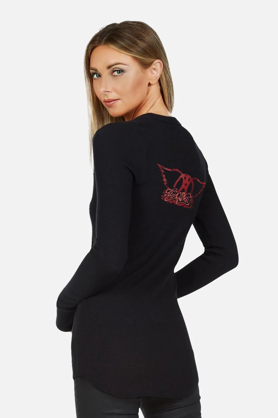 Shop Lauren Moshi Lauren Moshi McKinley X Vintage Aerosmith Thermal Top Sweatshirt for women – premium loungewear and festival fashion at Spoiled Brat