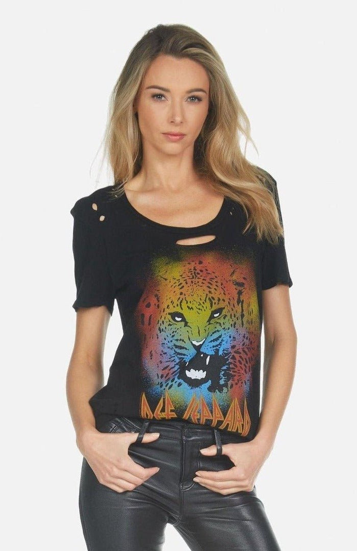 Lauren Moshi Myra Def Leppard Leopard T-Shirt T-Shirt by Lauren Moshi as seen on celebrities