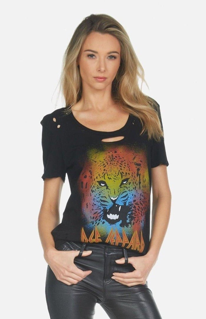 Lauren Moshi Myra Def Leppard Leopard T-Shirt T-Shirt by Lauren Moshi as seen on celebrities