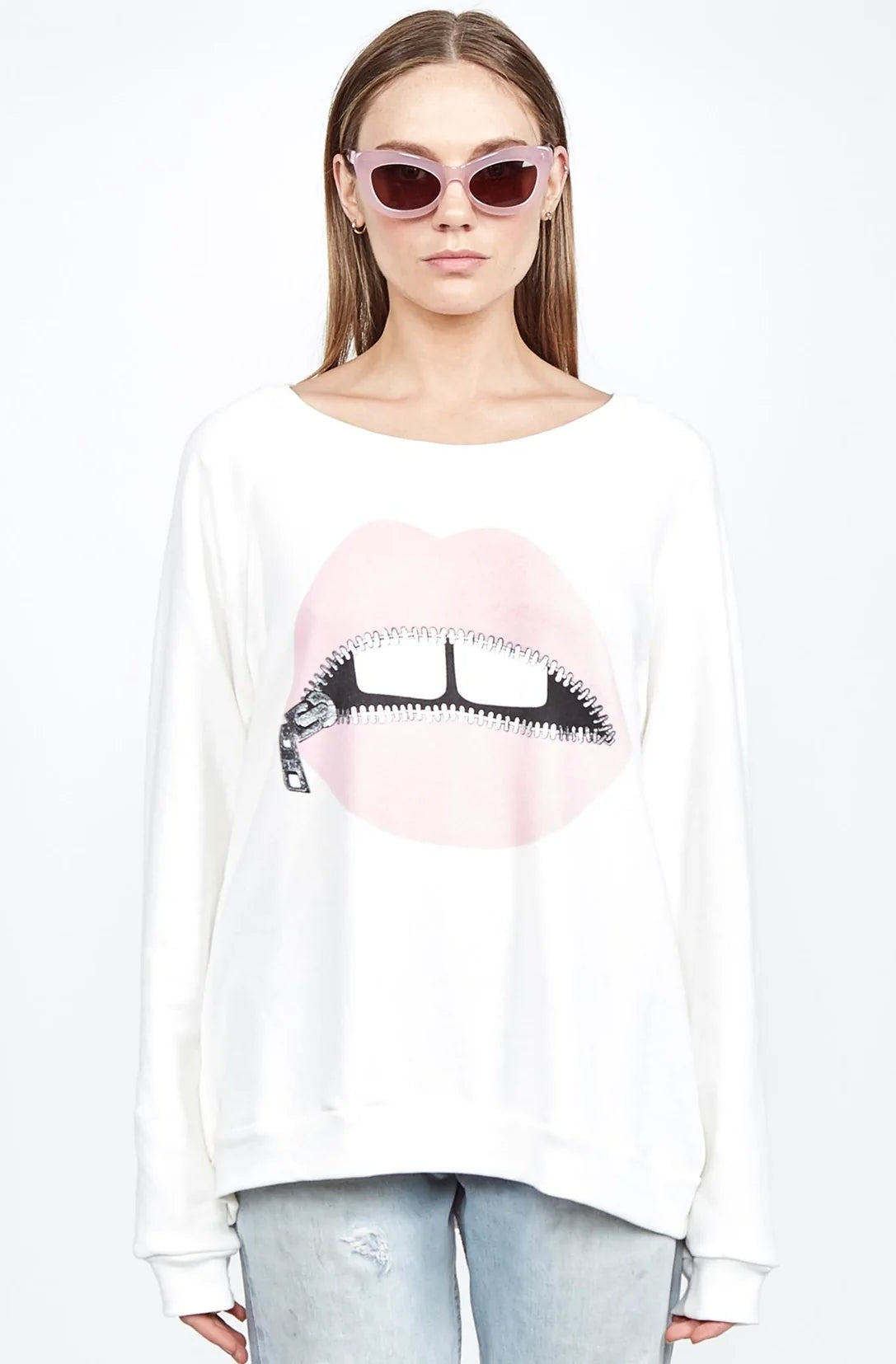 Lauren Moshi Noleta Zipper Mouth Sweatshirt - Spoiled Brat