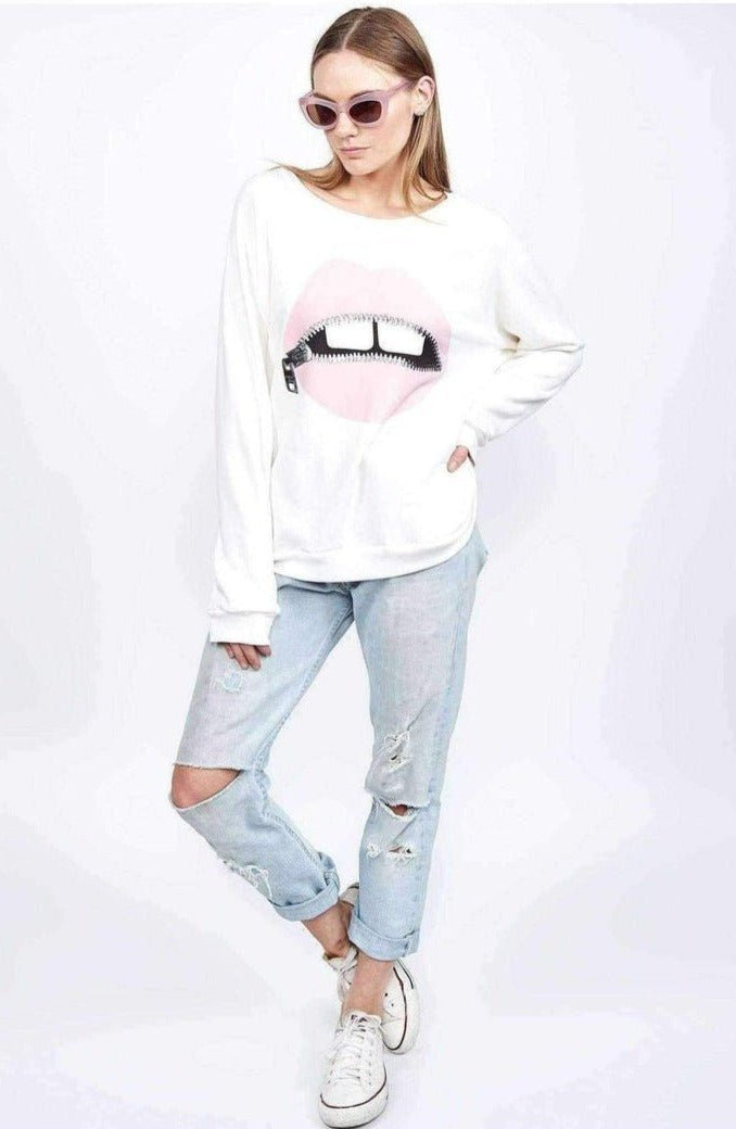 Lauren Moshi Noleta Zipper Mouth Sweatshirt - Spoiled Brat