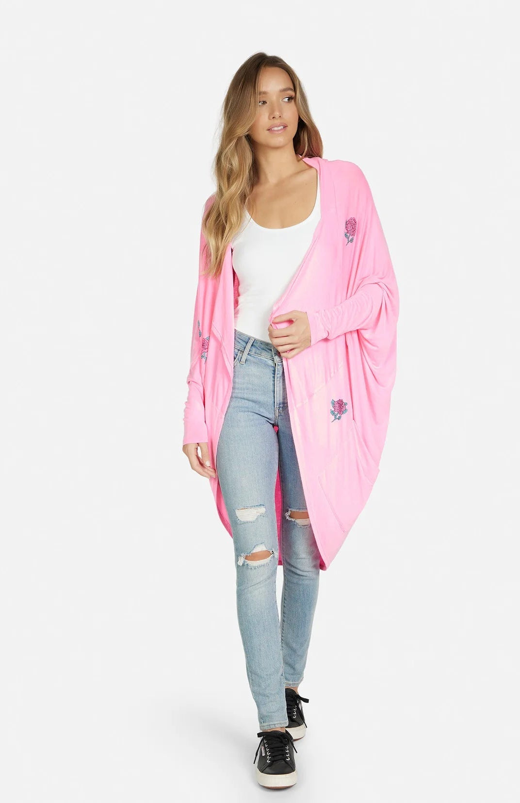 Shop Lauren Moshi Lauren Moshi Ramona Crystal Roses Wrap Cardigan Wrap Cardigan for women – premium loungewear and festival fashion at Spoiled Brat