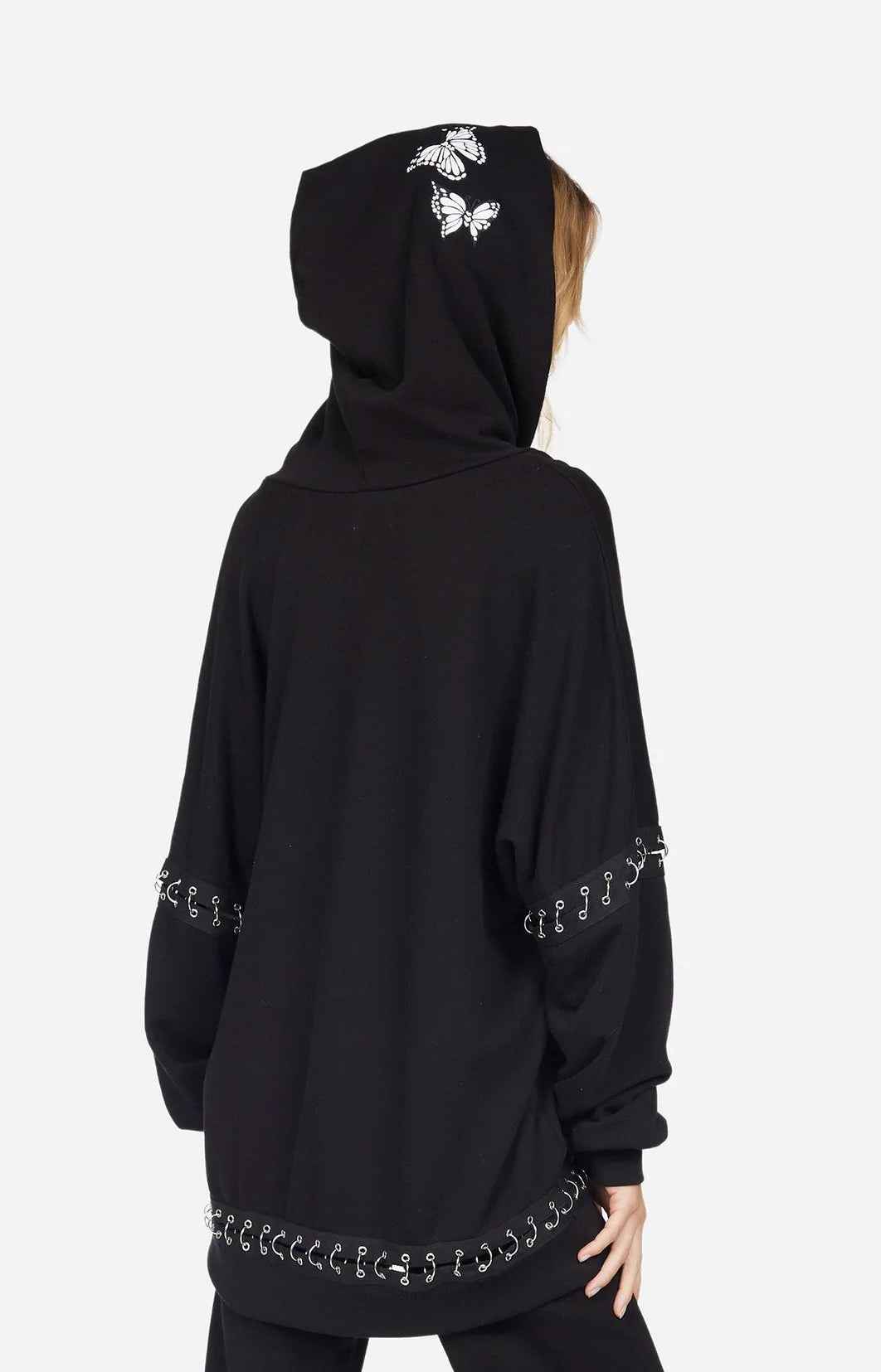 Lauren Moshi Samantha Butterfly Skull Burst Hoodie Wrap Cardigan by Lauren Moshi as seen on celebrities