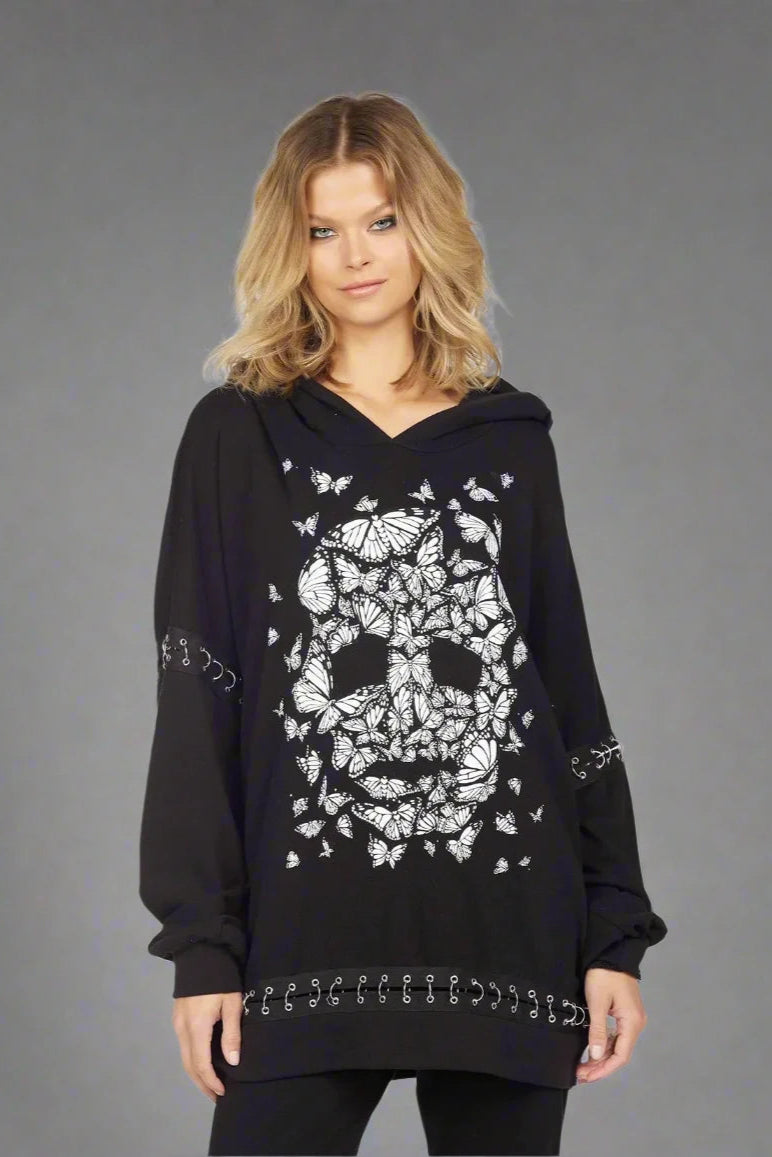 Shop Lauren Moshi Samantha Butterfly Skull Burst Hoodie Online