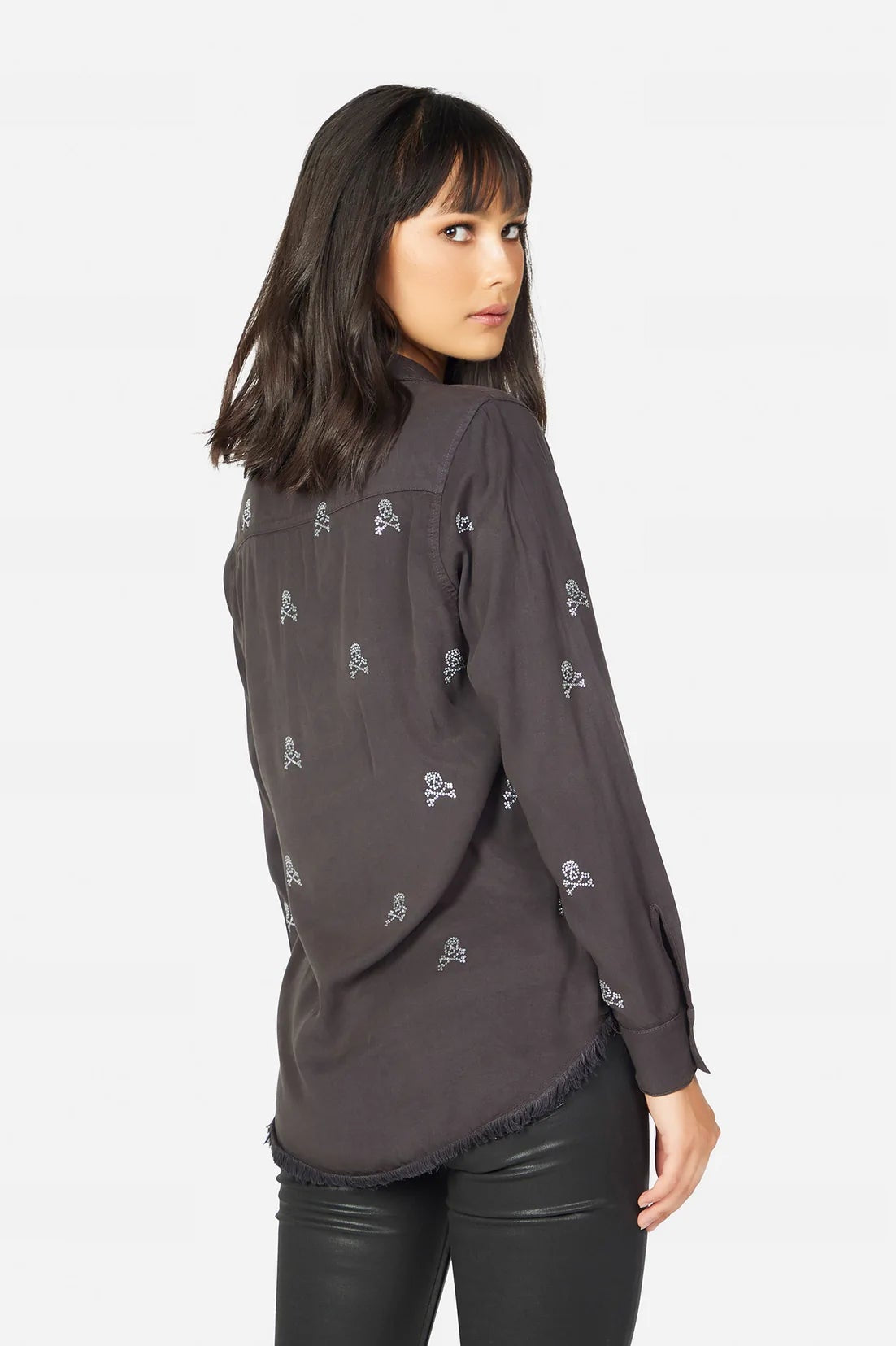 Lauren Moshi Sloane Mini Crystal Cross Bone Skulls Shirt Denim Shirt by Lauren Moshi as seen on celebrities