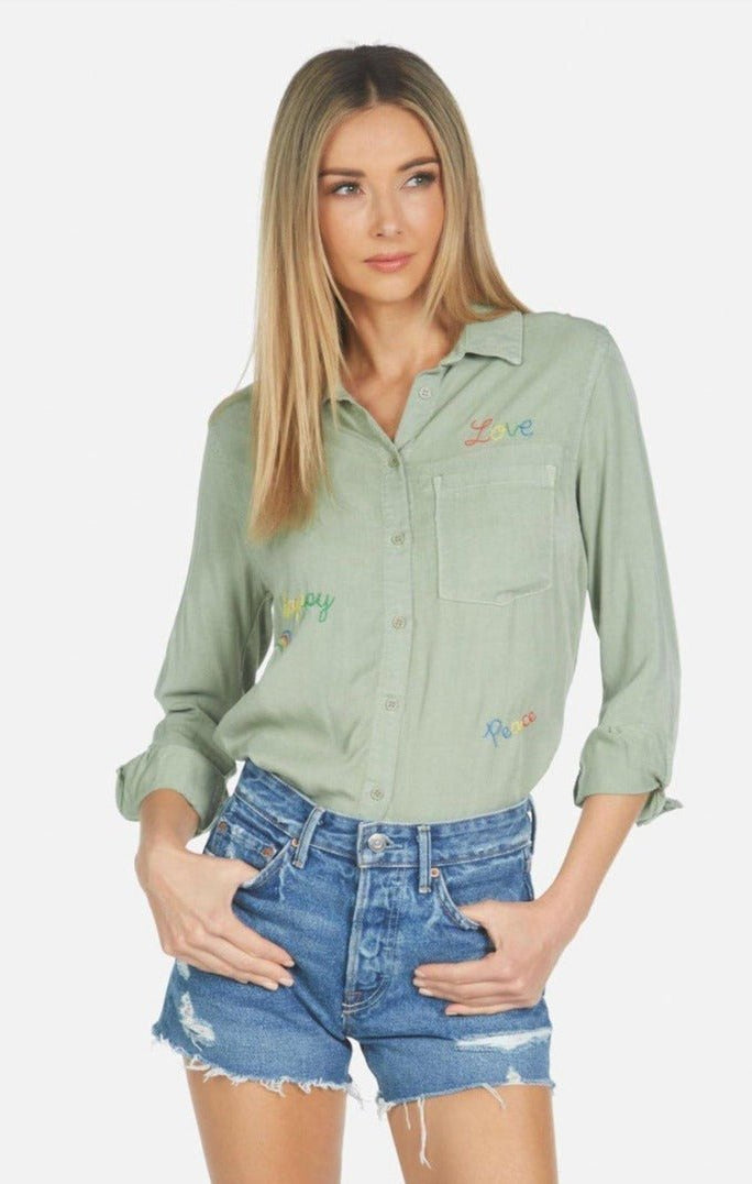 Lauren Moshi Sloane Sloane Hippie Girl Denim Shirt Denim Shirt by Lauren Moshi as seen on celebrities