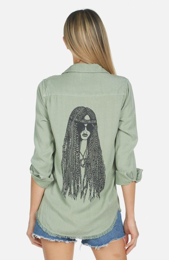 Lauren Moshi Sloane Sloane Hippie Girl Denim Shirt Denim Shirt by Lauren Moshi as seen on celebrities