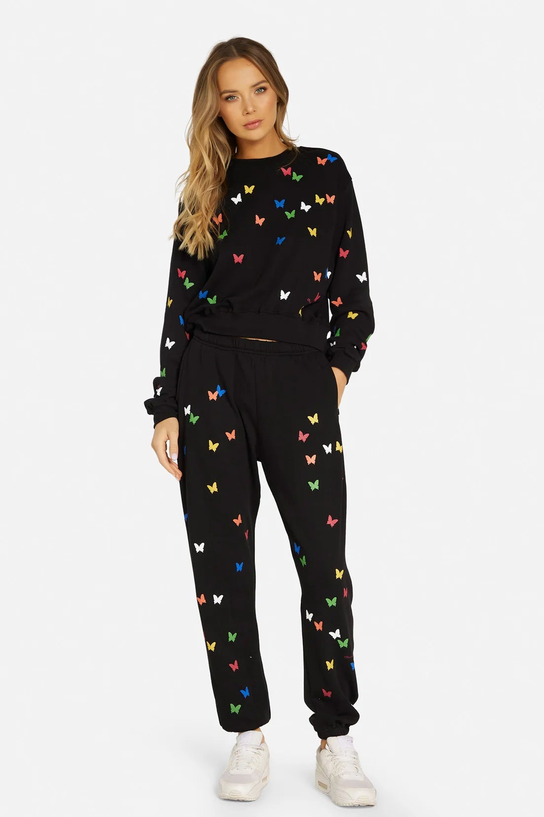 Lauren Moshi Spalding Mini Butterflies Crop Sweater Hoodie by Lauren Moshi as seen on celebrities