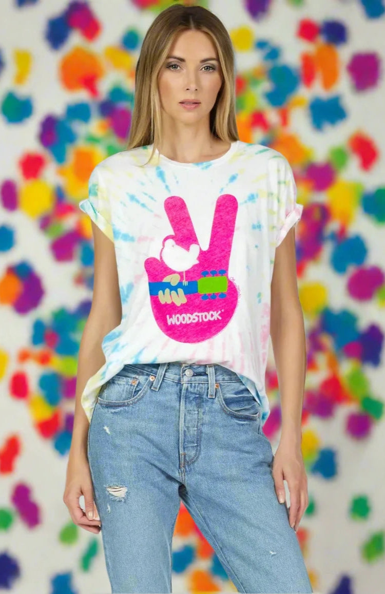 Lauren Moshi Wolf Woodstock Peace Tee T-Shirt by Lauren Moshi as seen on celebrities
